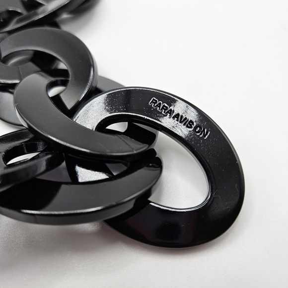 NEW Rara Avis by Iris Apfel Black & Yellow Acrylic Chain Statement Link Necklace - Picture 4 of 6